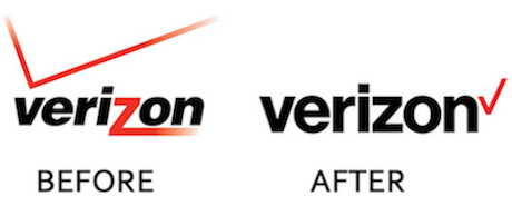Verizon logos shown before and after rebrand